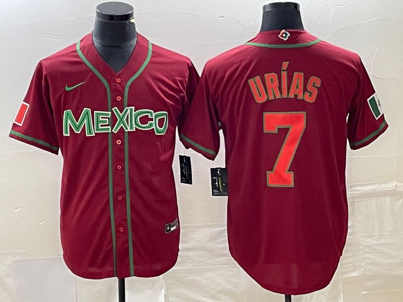Men 2023 World Cub Mexico #7 Urias Red orange Nike MLB Jersey12